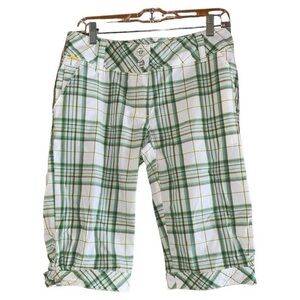 Lole Green Plaid‎ Bermuda Sport Golf Shorts Quick Dry Stretch Womens Size 8